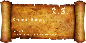 Kremer Bence névjegykártya